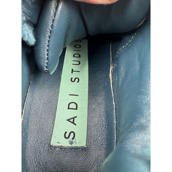 Sadi Studios Teal Blue Fur Pop Leather Sneakers Chunky Sole Platforms Size 6 - Picture 16 of 16